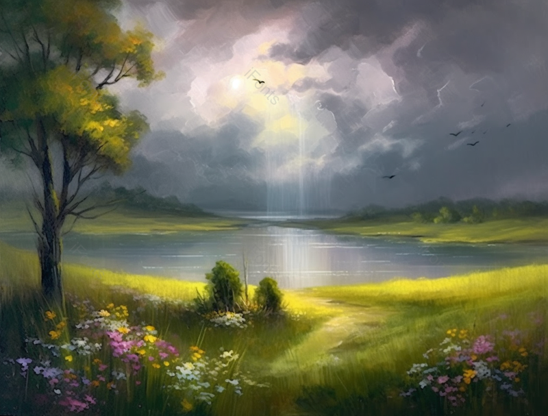 夏雨过后的青绿色草地水彩画,插画/手绘图,插画/手绘图库,插画/手绘图下载,插画/手绘